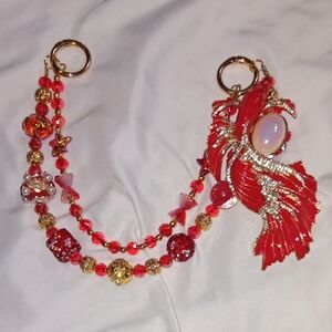 Elegant Red and Gold Fish Pendant Necklace